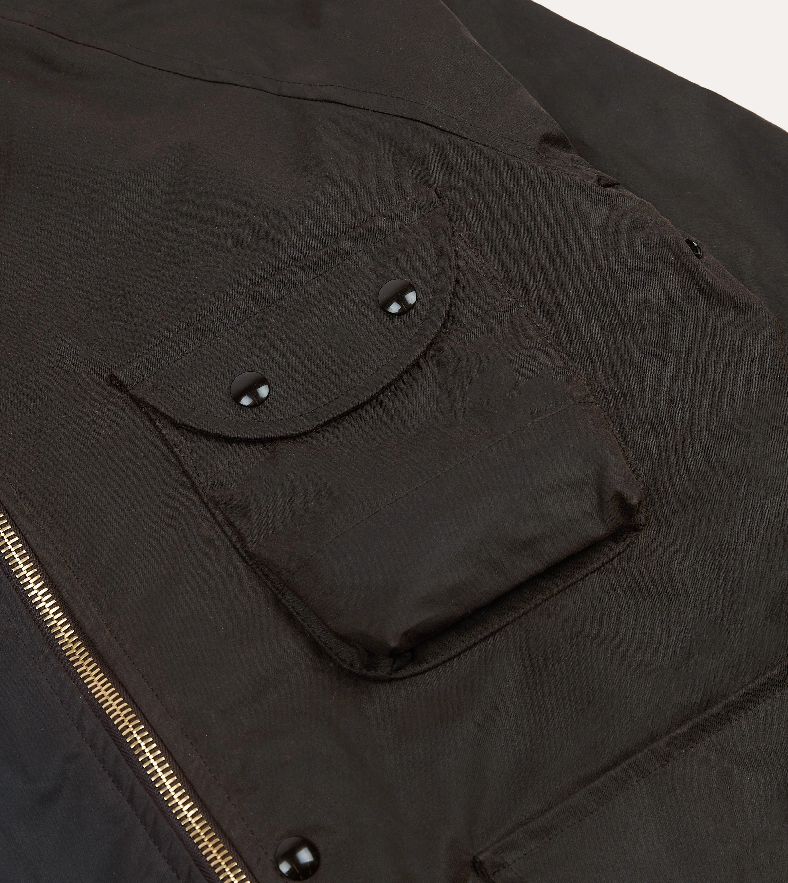 Brown Waxed Coverall Jacket Quick Layer Ergonomic Stitching