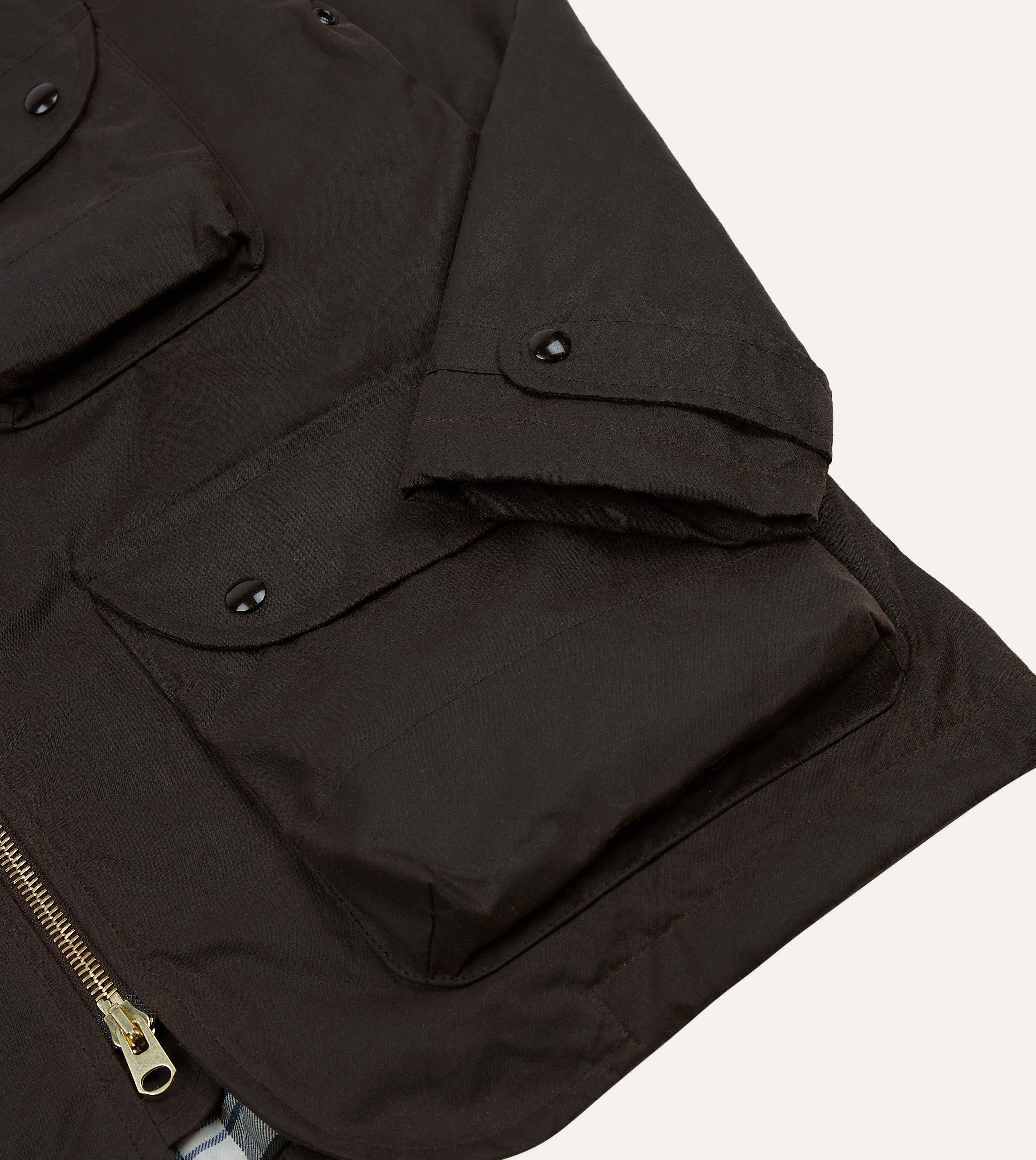 Sporty Look Brown Waxed Coverall Jacket