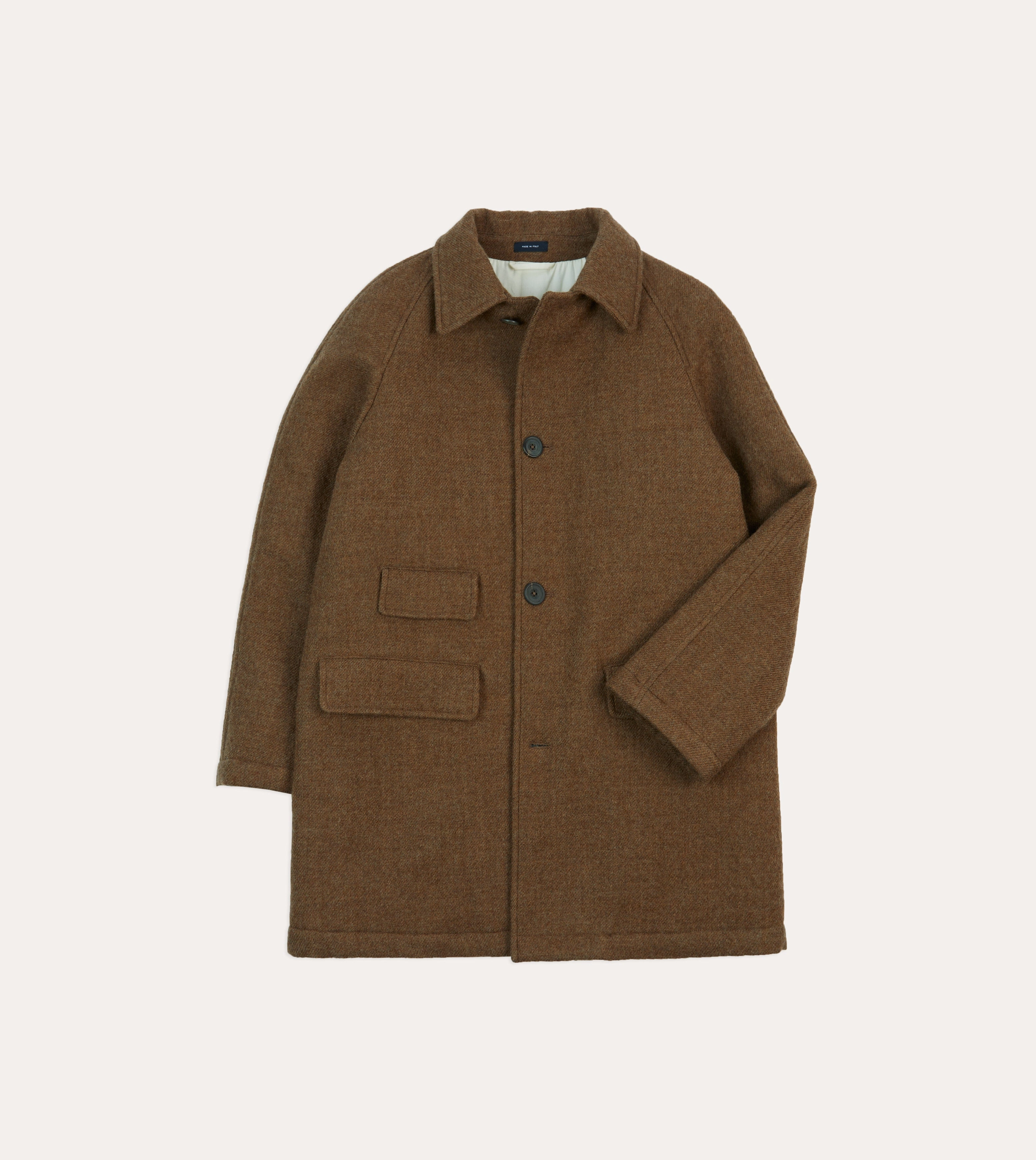 Brown Wool Car Coat Flexible Layer nylon