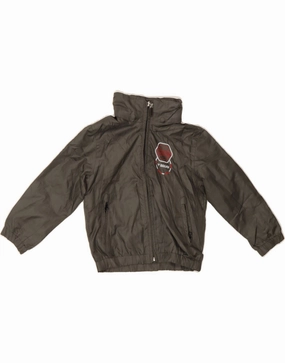 Multi Season BRUGI Boys Graphic Hooded Rain Jacket 3-4 Years Khaki Polyester