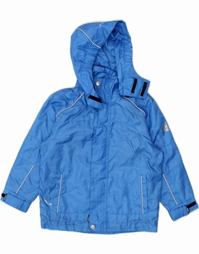 BRUGI Boys Graphic Hooded Rain Jacket 4-5 Years Blue Polyester Free Motion Design
