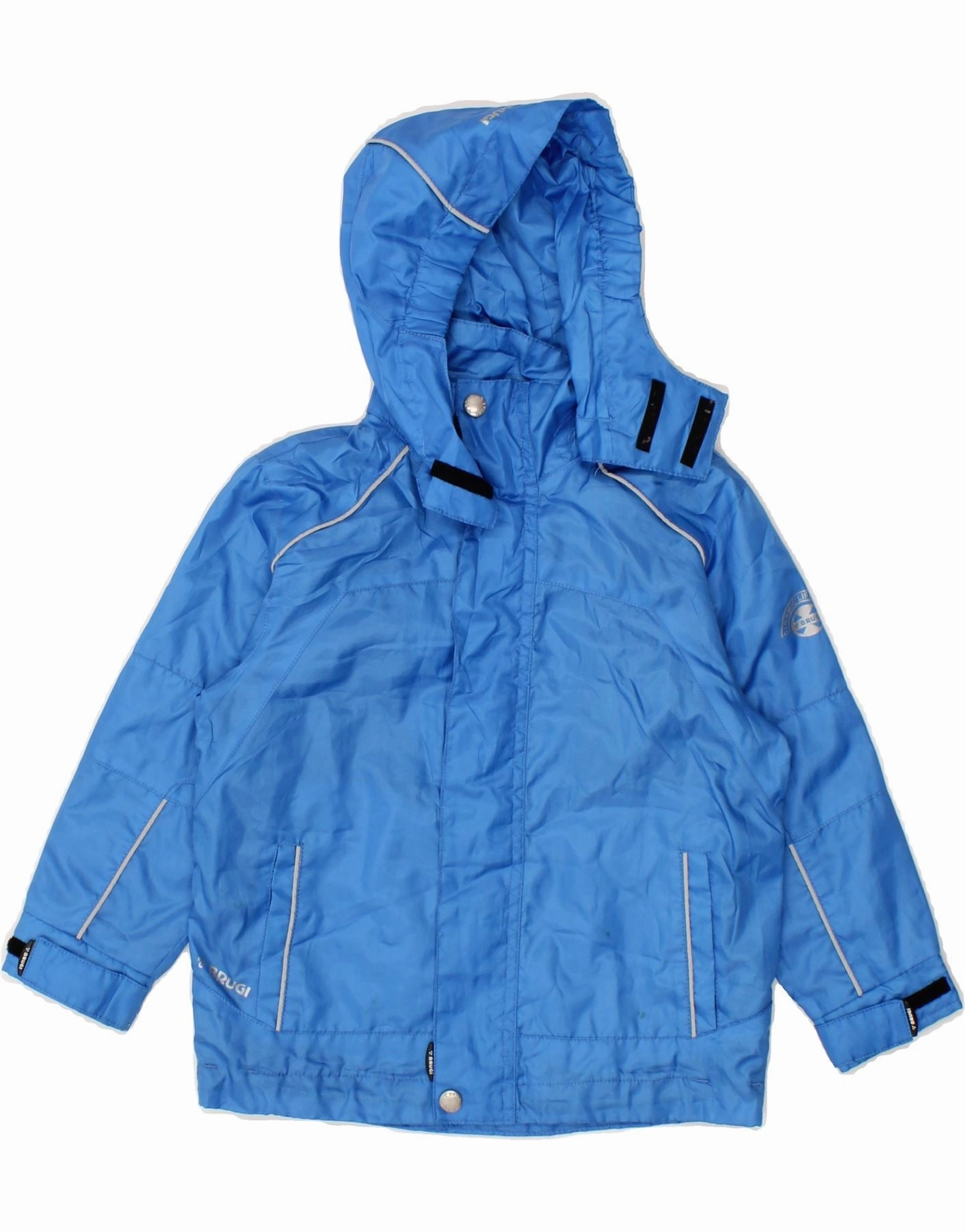 BRUGI Boys Graphic Hooded Rain Jacket 4-5 Years Blue Polyester Free Motion Design