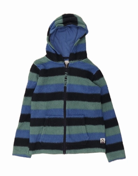 Hiking Gear FAT FACE Boys Graphic Hooded Fleece Jacket 12-13 Years Blue Striped