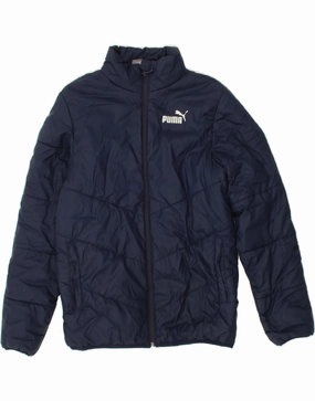 PUMA Boys Graphic Padded Jacket 13-14 Years Navy Blue Polyester Convertible Collar Pendant