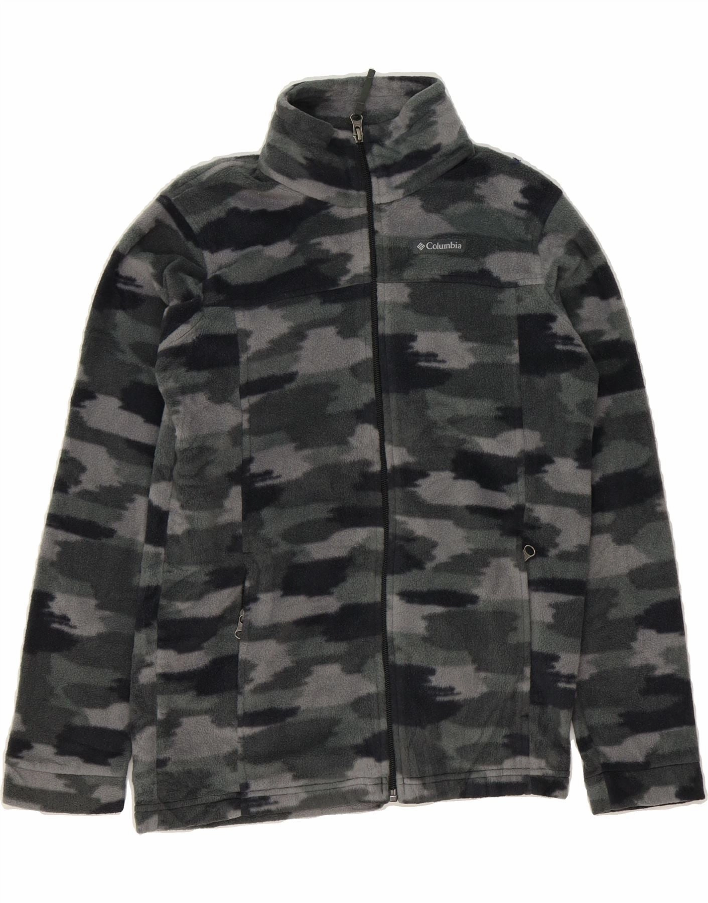 Slim-fit COLUMBIA Boys Fleece Jacket 14-15 Years Large Grey Camouflage Polyester