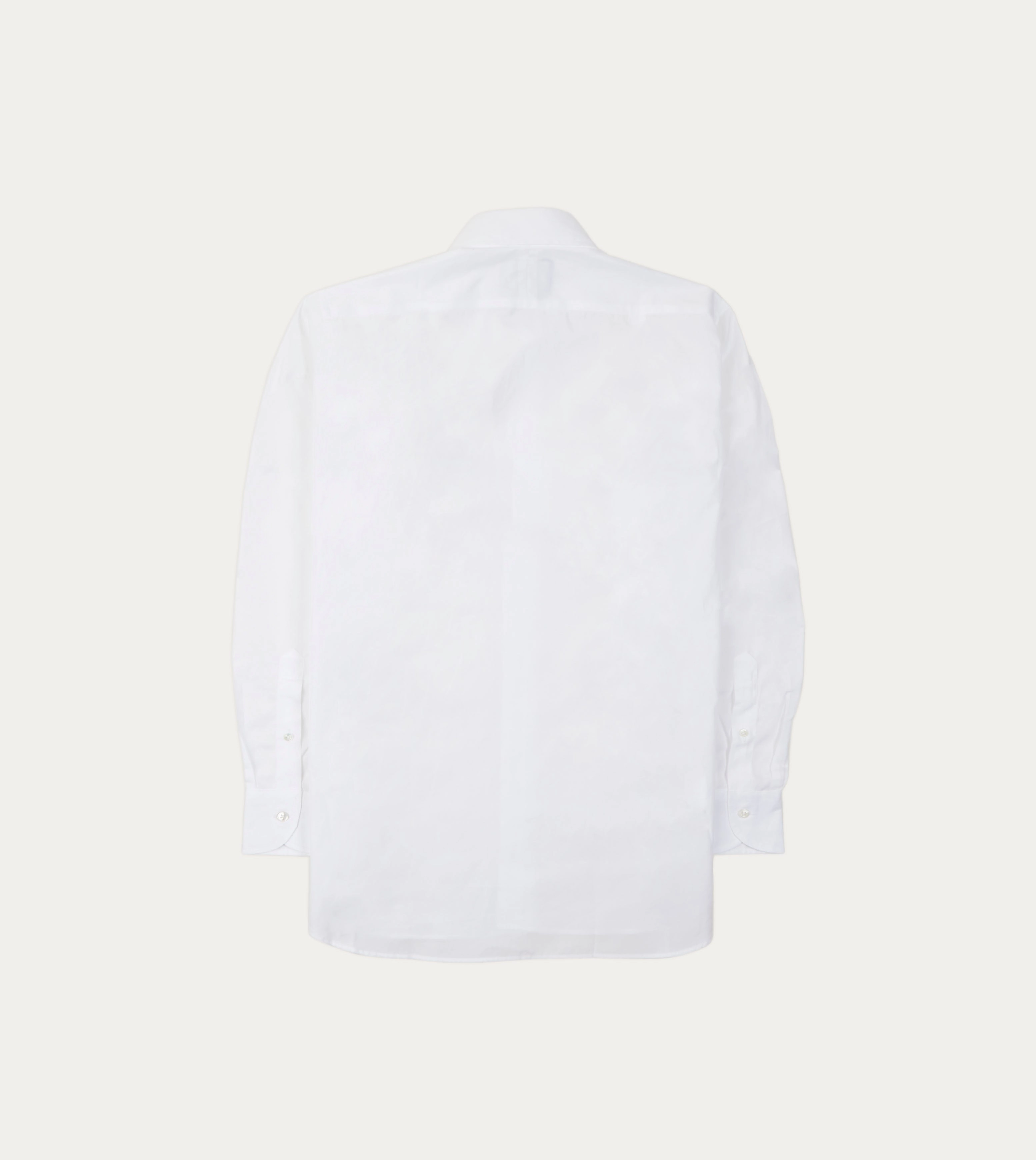 Coffee Run Textured Finish White Cotton Poplin Long Point Collar Shirt