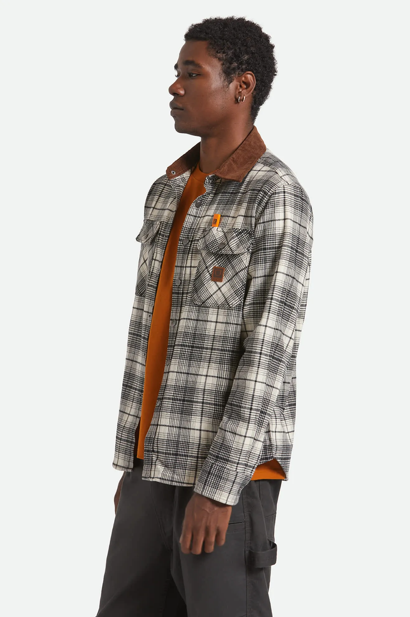 Builders Bowery Performance Flannel - Off White/Black Oversized style