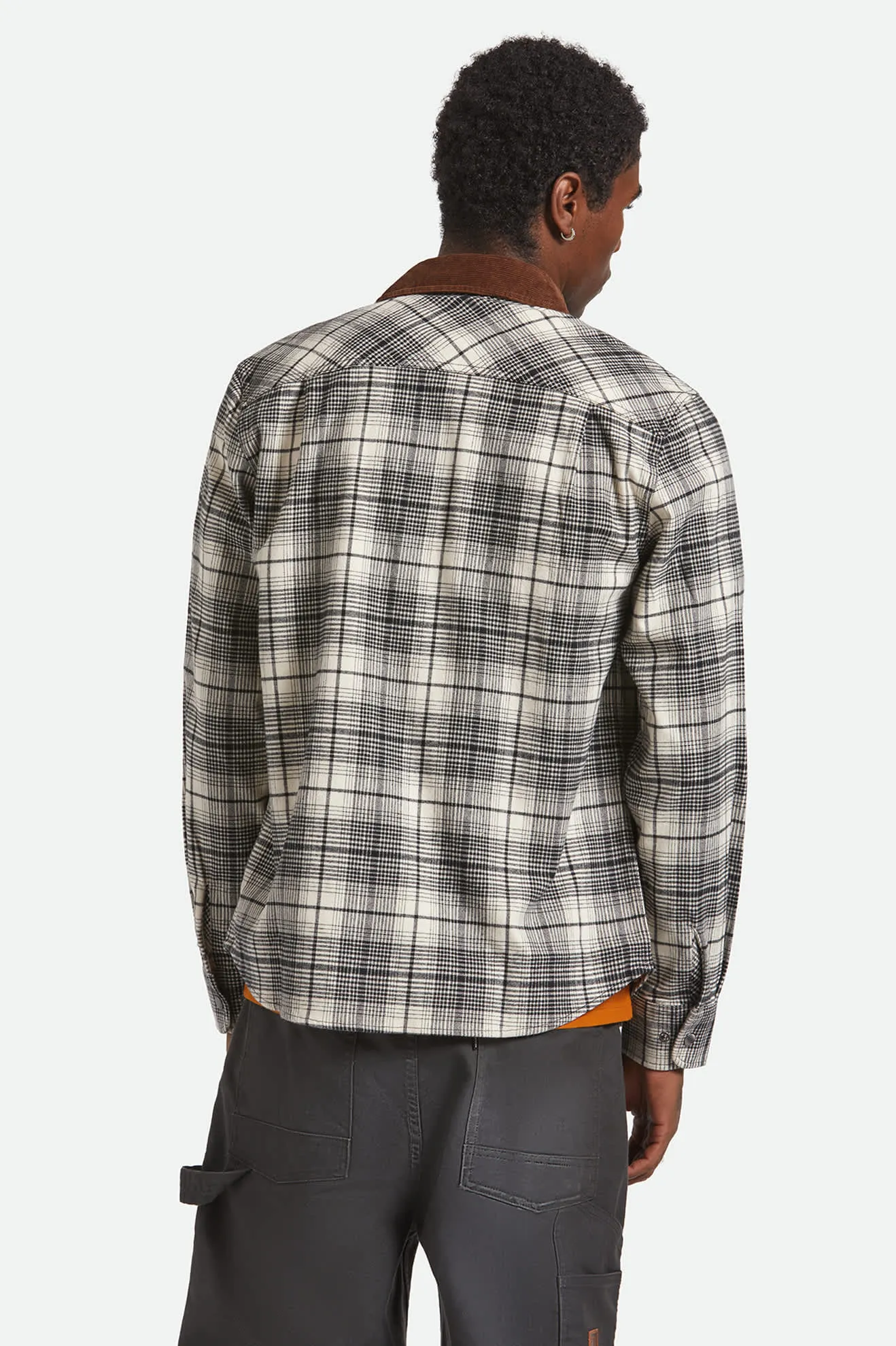 Builders Bowery Performance Flannel - Off White/Black Stretch Material