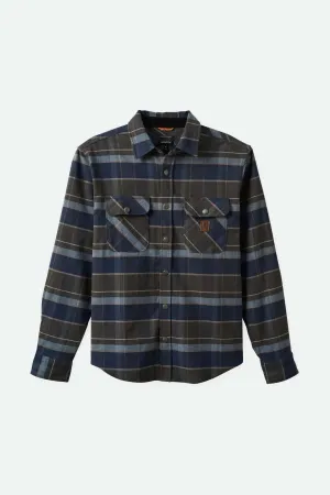 Builders Bowery Stretch Water Resistant L/S Flannel - Washed Navy/Black/Coronet Blue Athletic Cut Reinforced Hems