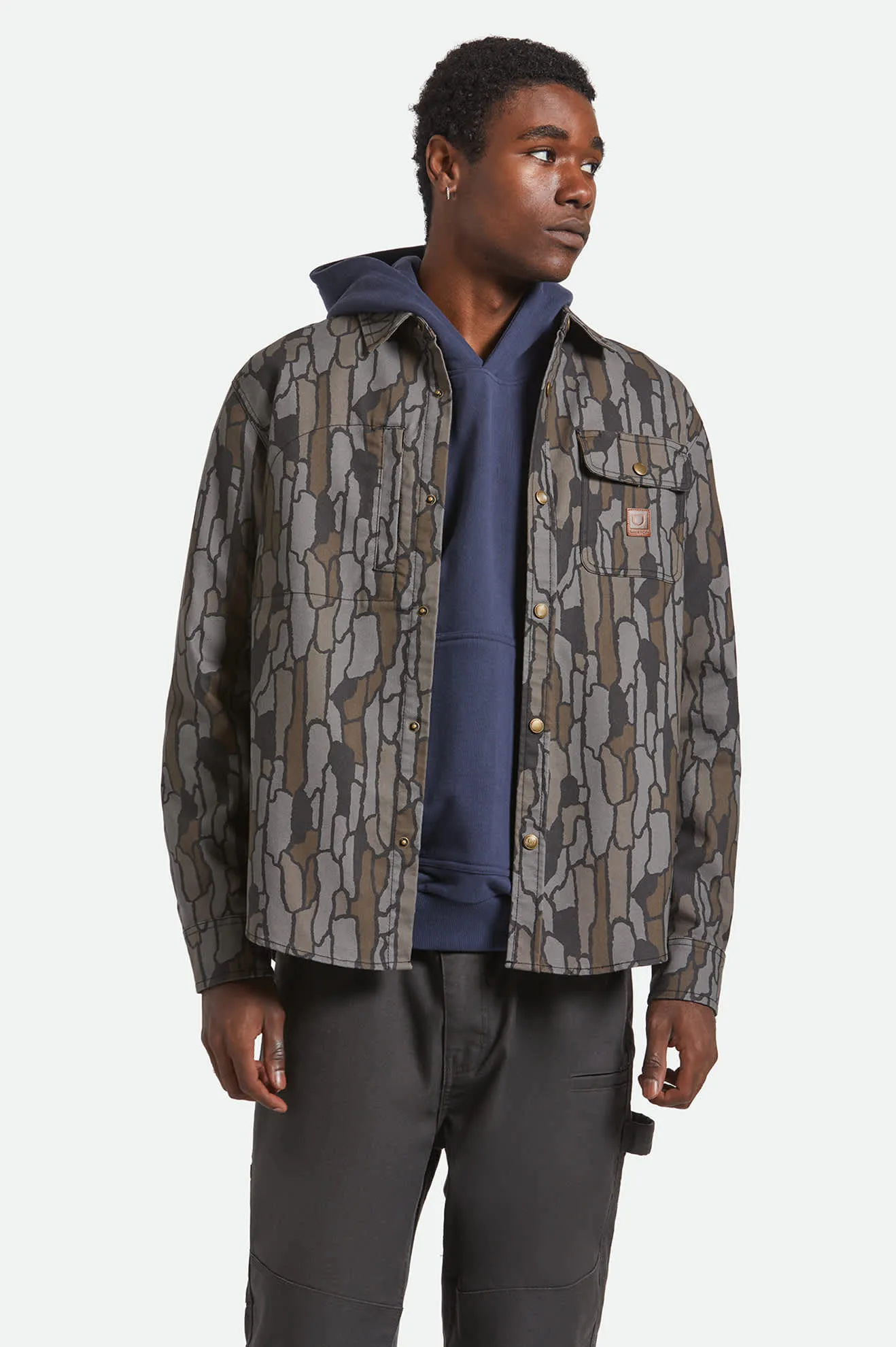 Modern Look Versatile Styling Builders Stretch L/S Overshirt - Bark Camo