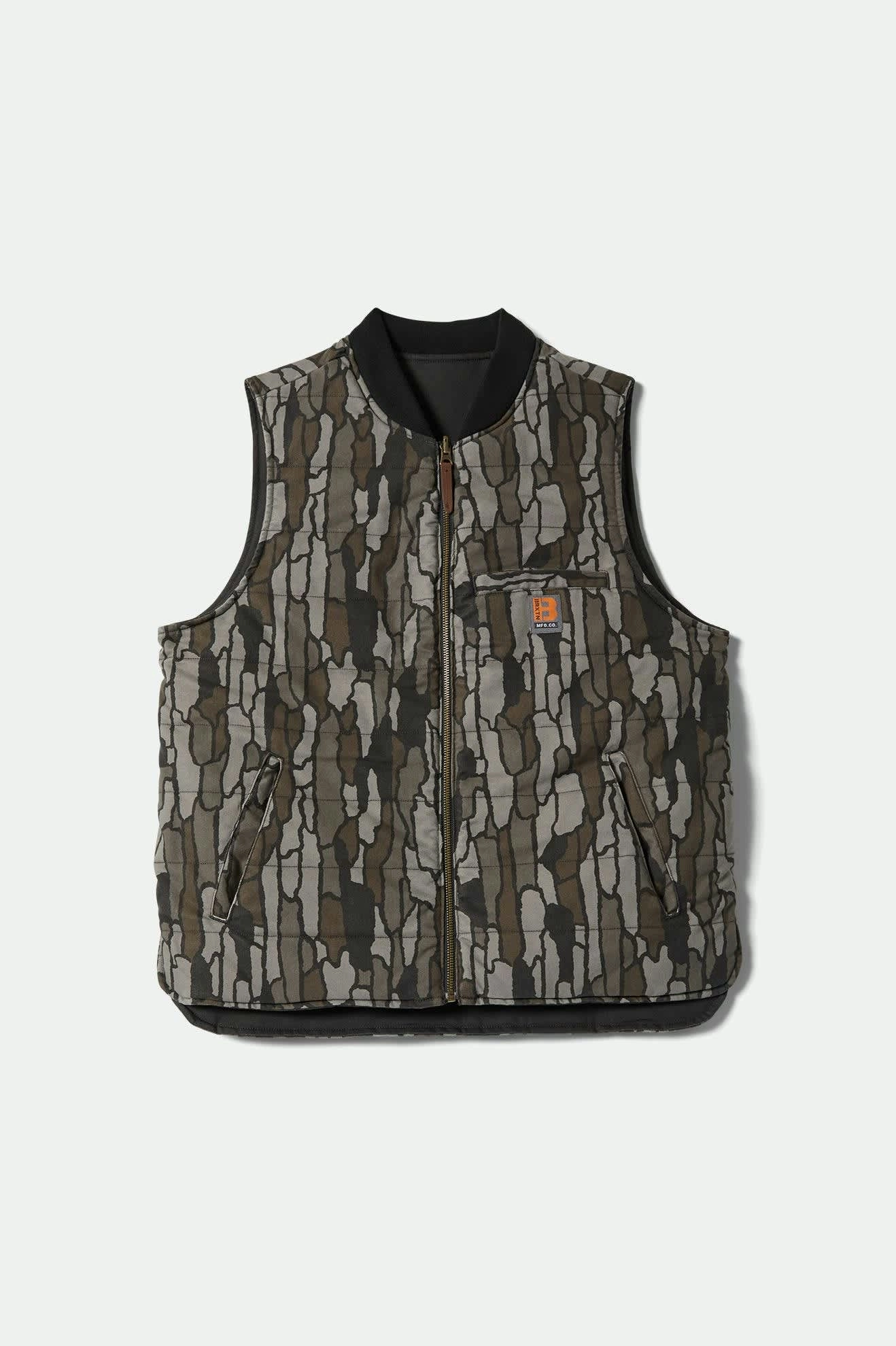 Compression Fold Design Non Bulky Silhouette Builders Abraham Reversible Vest - Bark Camo