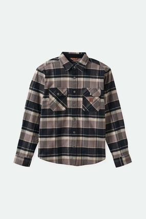 Builders Bowery Stretch Water Resistant L/S Flannel - Black/Charcoal/Beige Embroidered Detail
