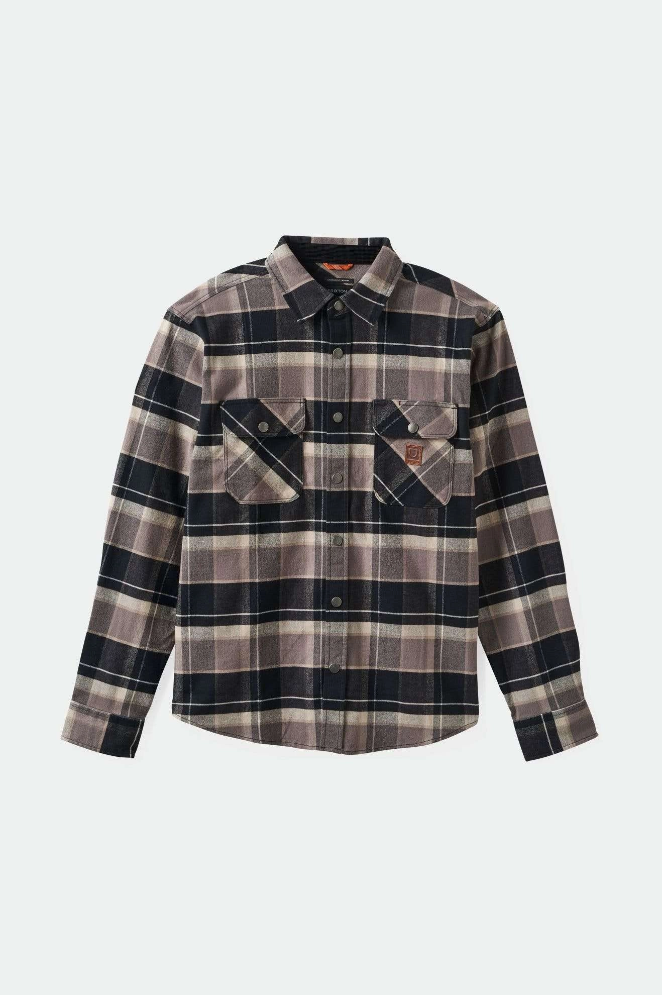 Builders Bowery Stretch Water Resistant L/S Flannel - Black/Charcoal/Beige Double Stitched Seams
