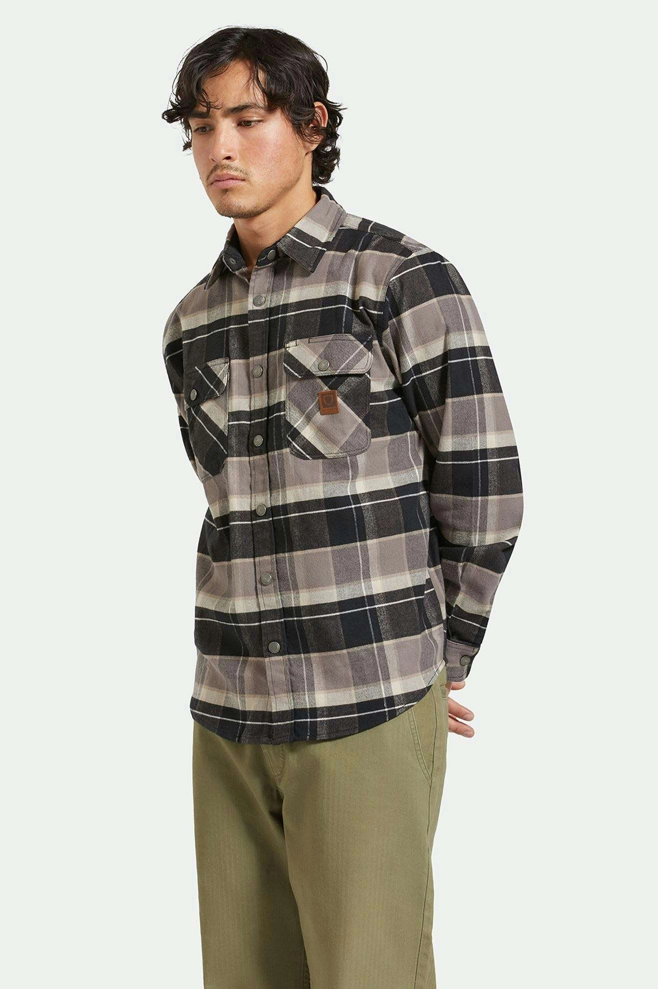 Interview Ready Nautical Look Builders Bowery Stretch Water Resistant L/S Flannel - Black/Charcoal/Beige