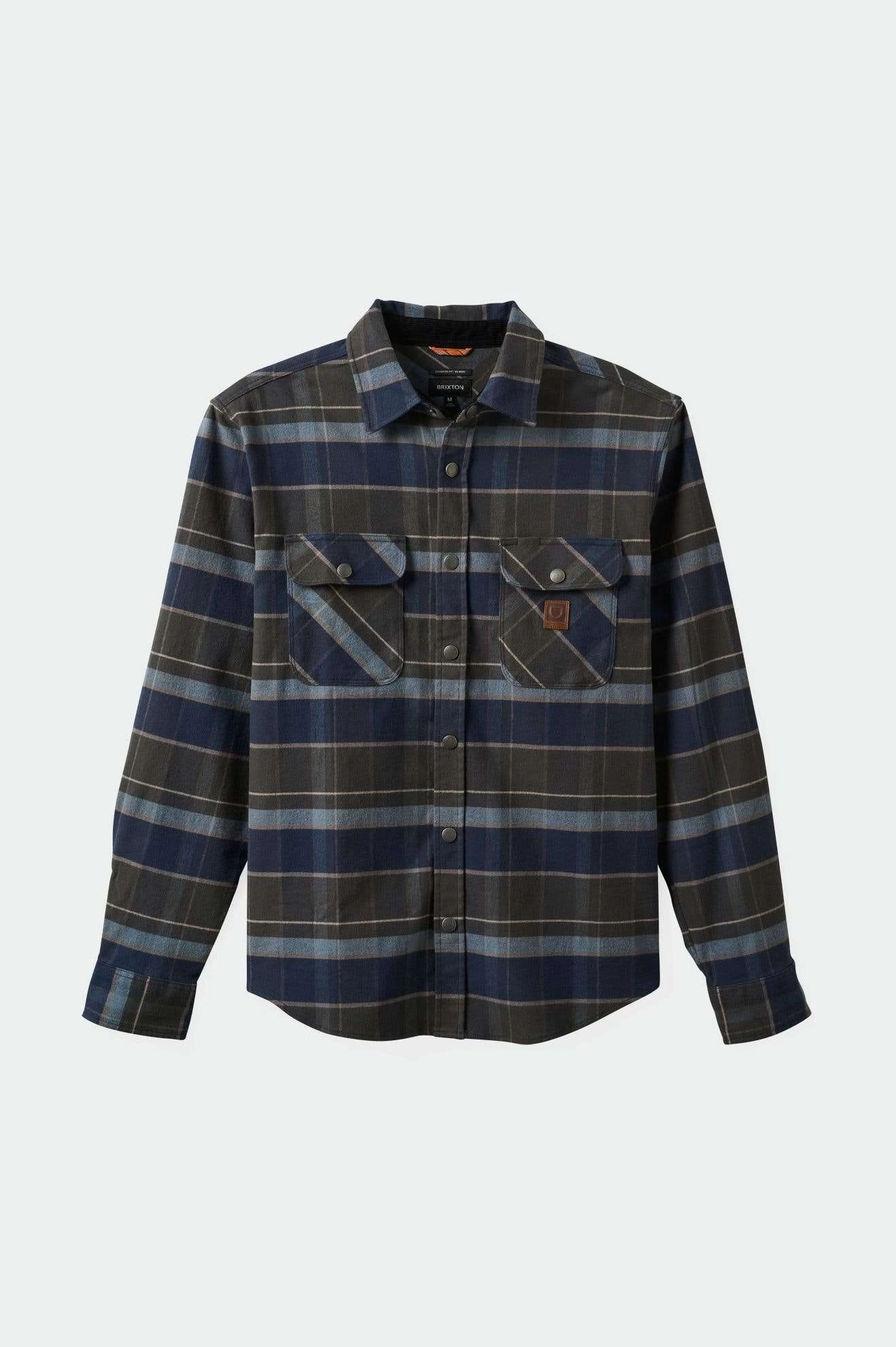 Waffle Weave Builders Bowery Stretch Water Resistant L/S Flannel - Washed Navy/Black/Coronet Blue