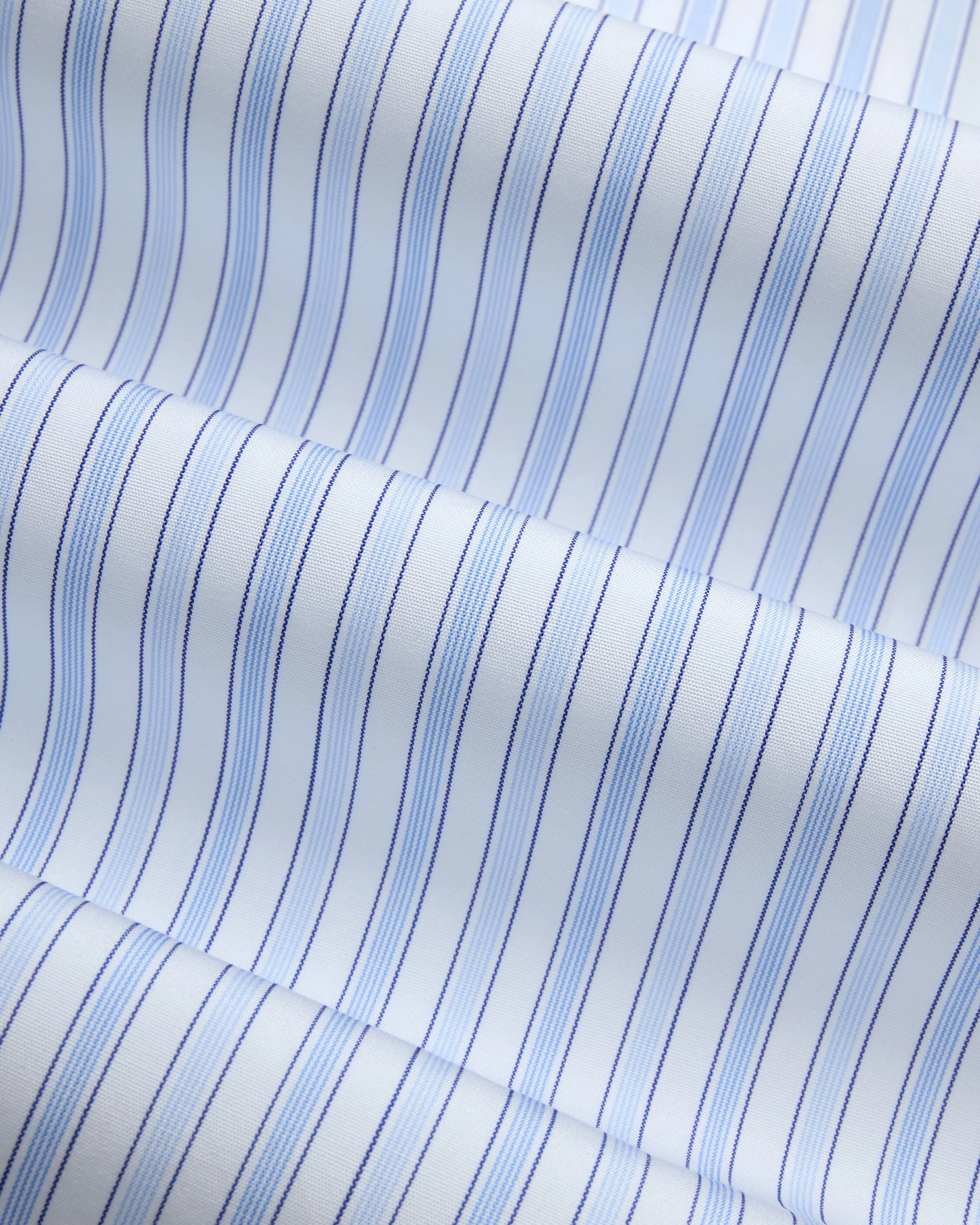 Made-in-USA Thomas Mason Blue Shadow Stripe Poplin Dress Shirt - Regular Fit Reinforced Seams Low Profile Pocket Design