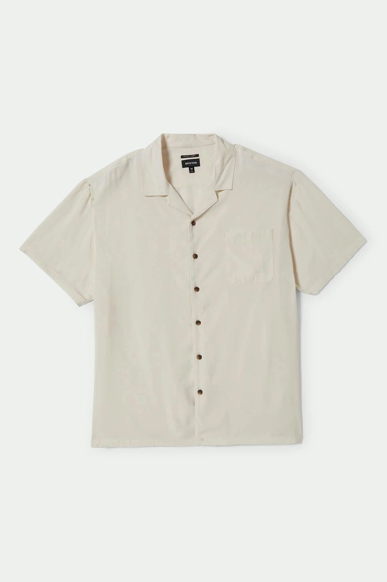 Subtle pattern Wardrobe Essential Bunker S/S Camp Collar Shirt - Whitecap