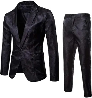 Burband Mens 3 Piece Slim Fit Stretch Suits One Button Peaked Lapel Jacket Blazers Tuxedo Slim Fit Dinner Vests and Pants