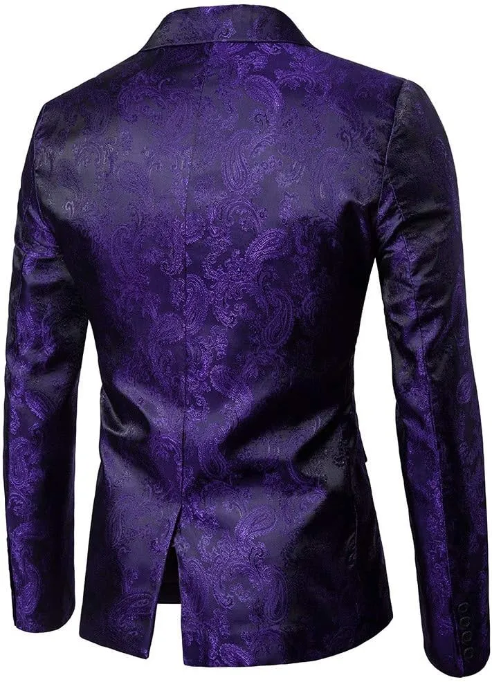 Burband Mens 3 Piece Slim Fit Stretch Suits One Button Peaked Lapel Jacket Blazers Tuxedo Slim Fit Dinner Vests and Pants