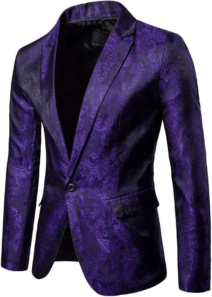 Burband Mens 3 Piece Slim Fit Stretch Suits One Button Peaked Lapel Jacket Blazers Tuxedo Slim Fit Dinner Vests and Pants