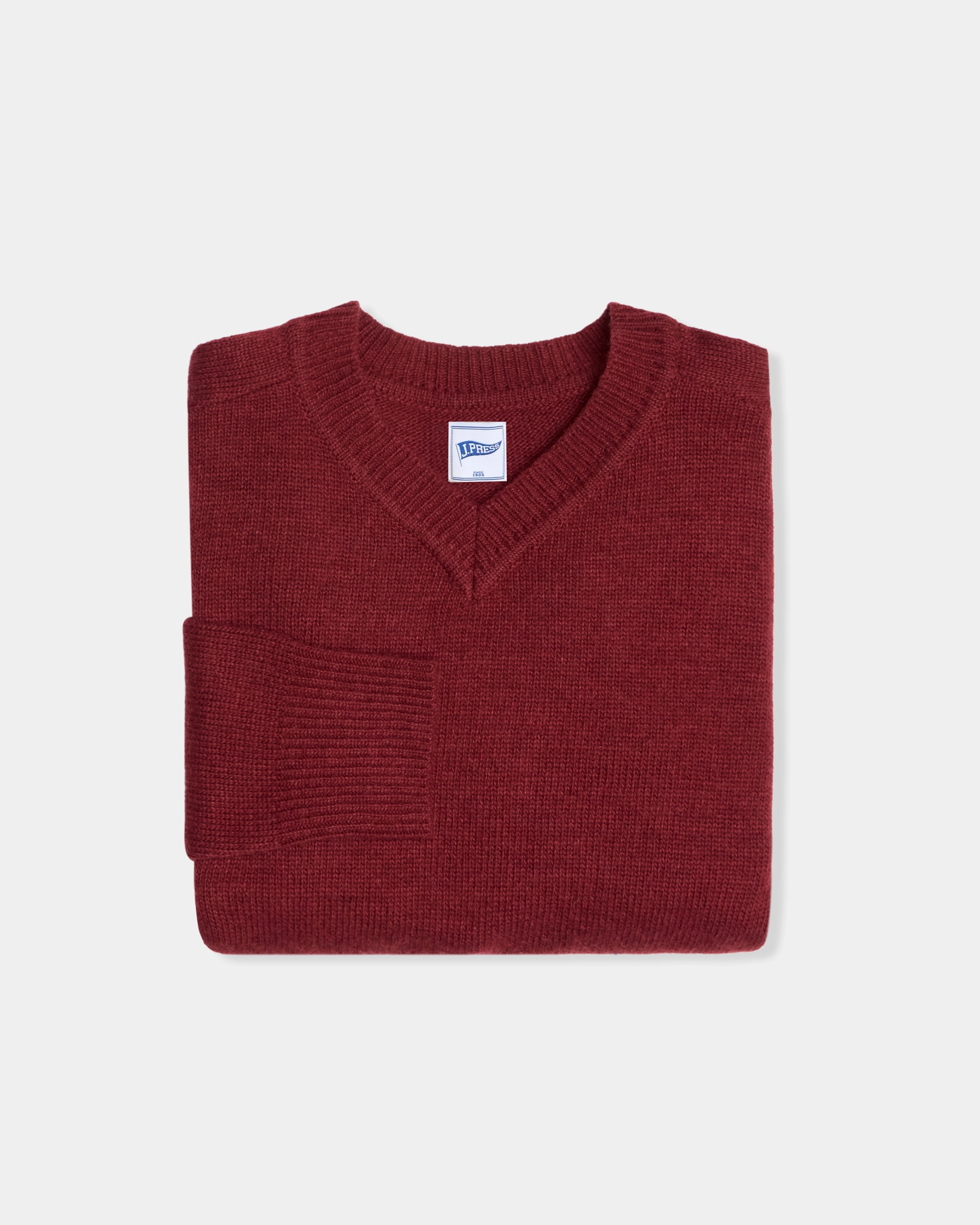 Simple Chic Comfy Layering Burgundy Wool V-Neck Sweater