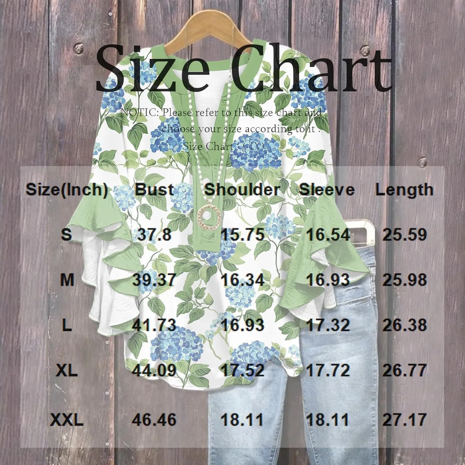 Button Down Blouses for Women Ruffle 3/4 Sleeve Tops Trendy Summer Dressy Henley V Neck Shirts Boho Floral Clothes