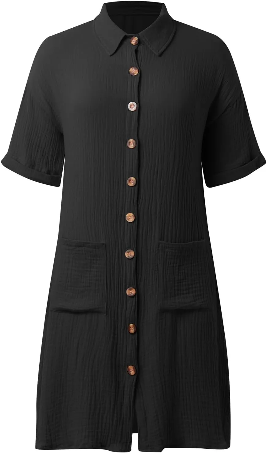 Button Down Shirt Dresses for Women 2025 Casual V-Neck Short Sleeve Dress with Pockets Cover Up Loose Tunic Dresses