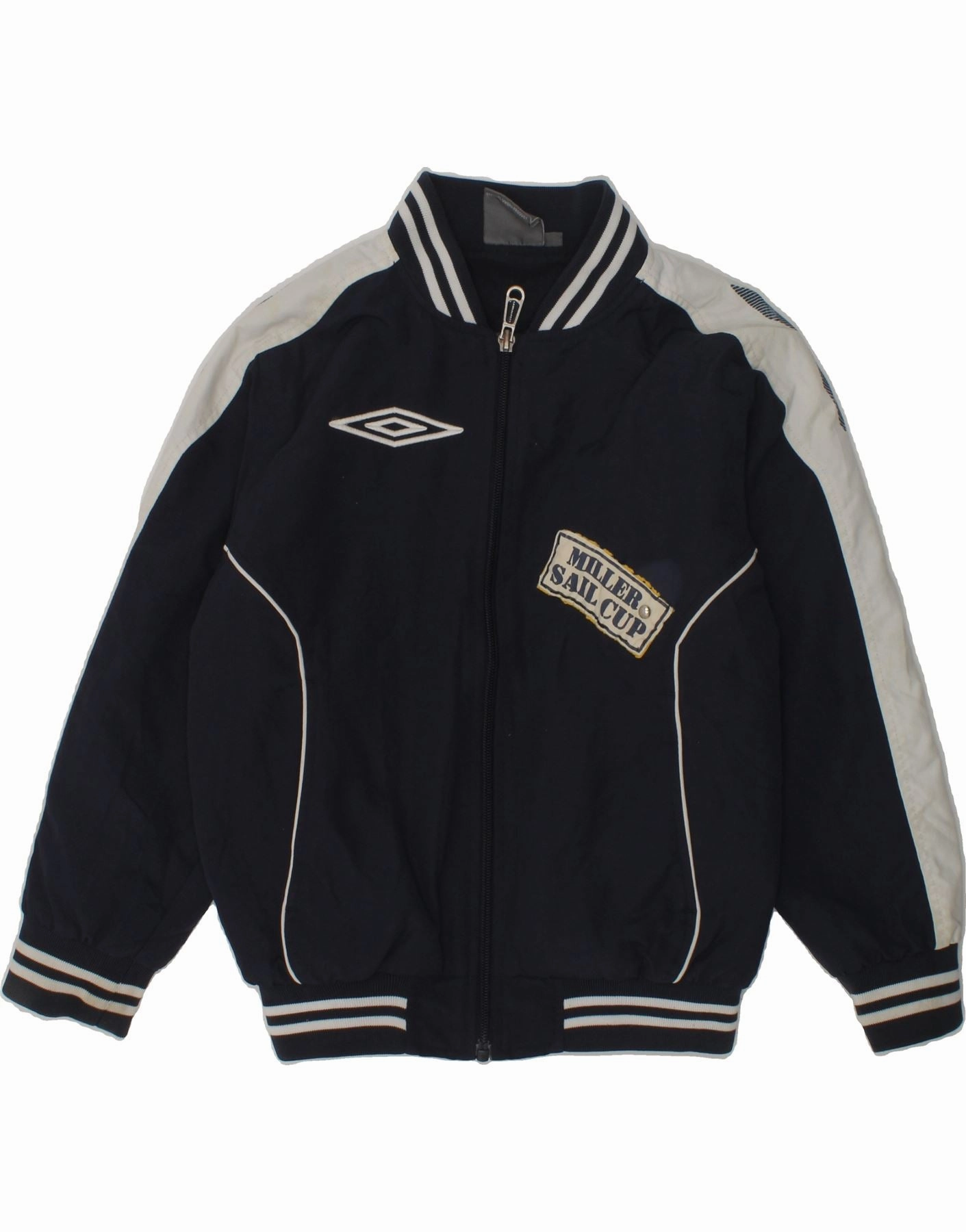 UMBRO Boys Bomber Jacket 7-8 Years Small Navy Blue Colourblock Polyamide Keep Procedure