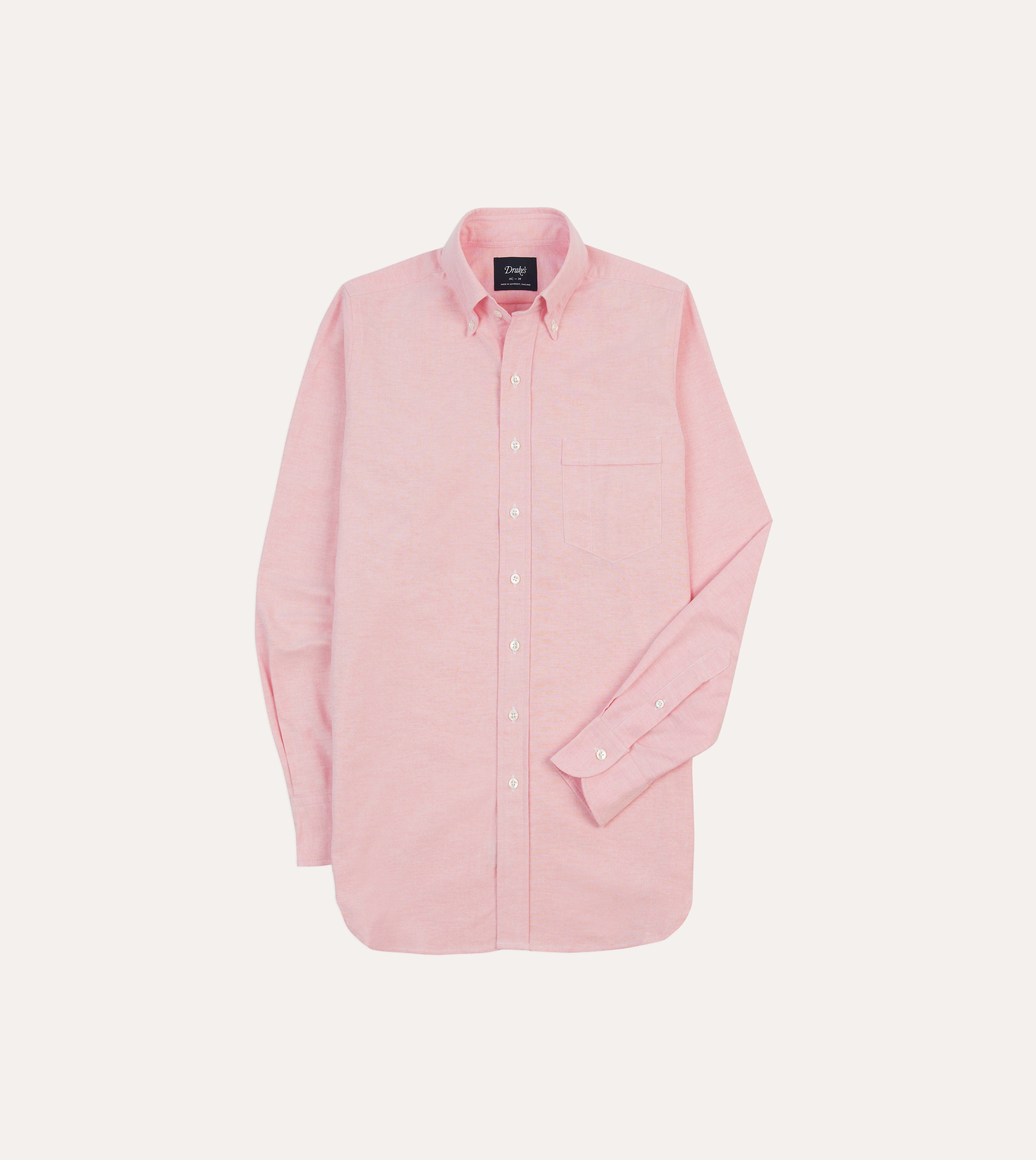 Bright Pink Cotton Oxford Cloth Button-Down Shirt Soft Collar Design Multipurpose Layering Fabric