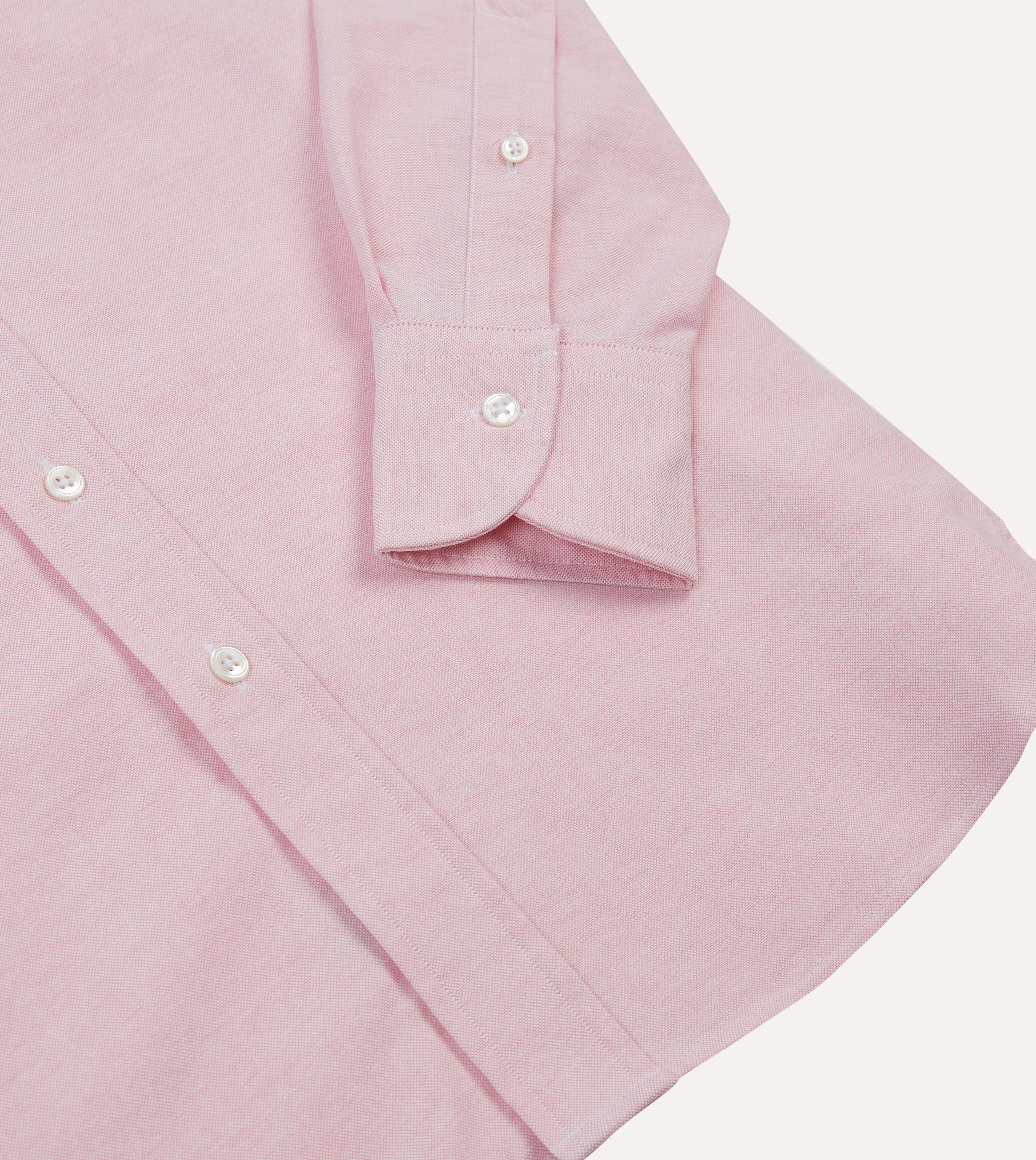 Handcrafted Detail Bright Pink Cotton Oxford Cloth Button-Down Shirt