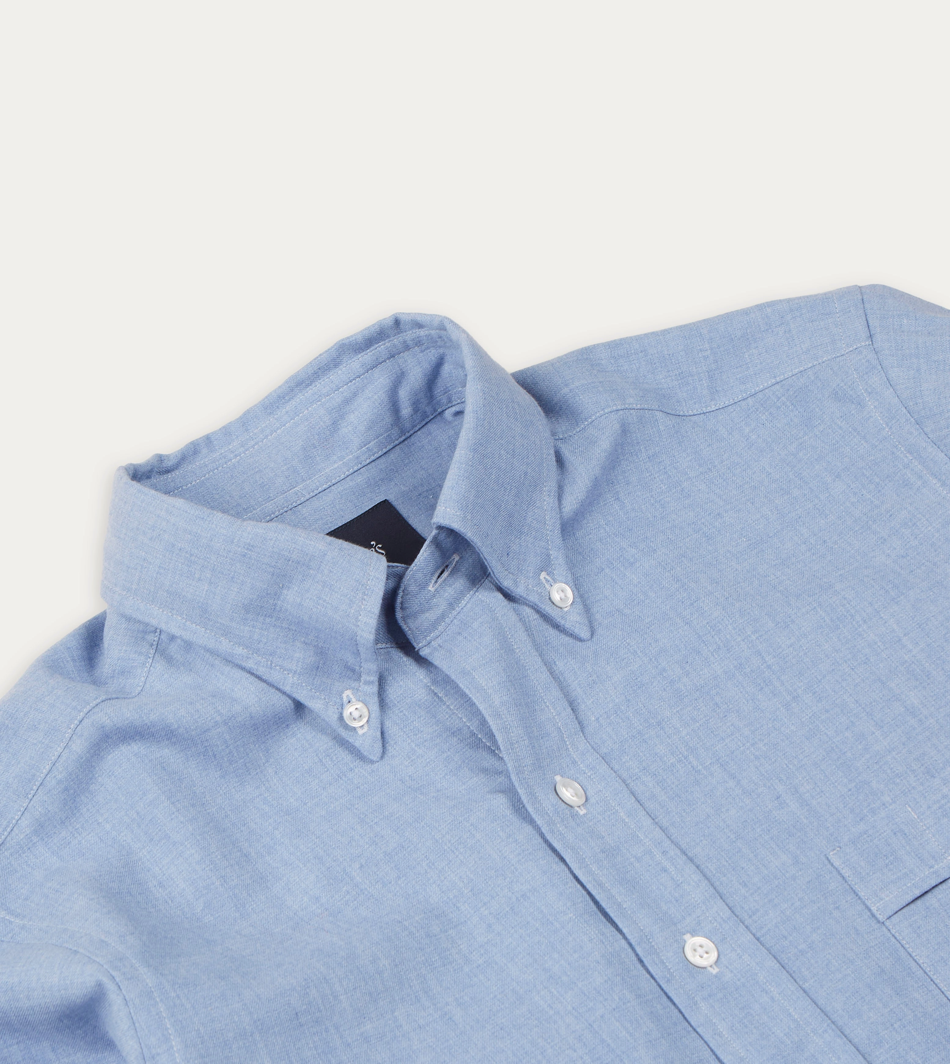 Light Blue Brushed Cotton Button-Down Shirt Seamless construction