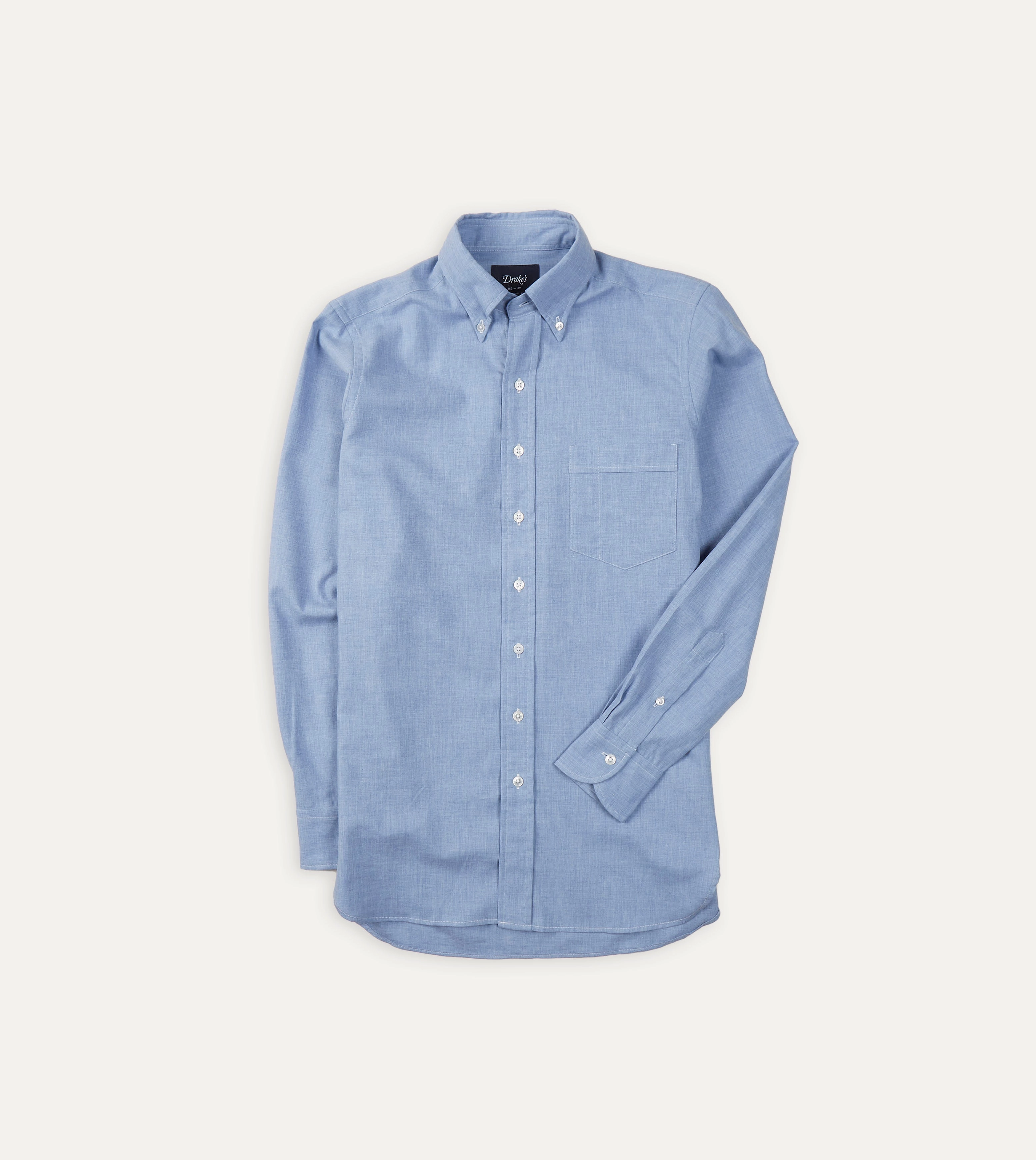 Light Blue Brushed Cotton Button-Down Shirt Minimalist Style