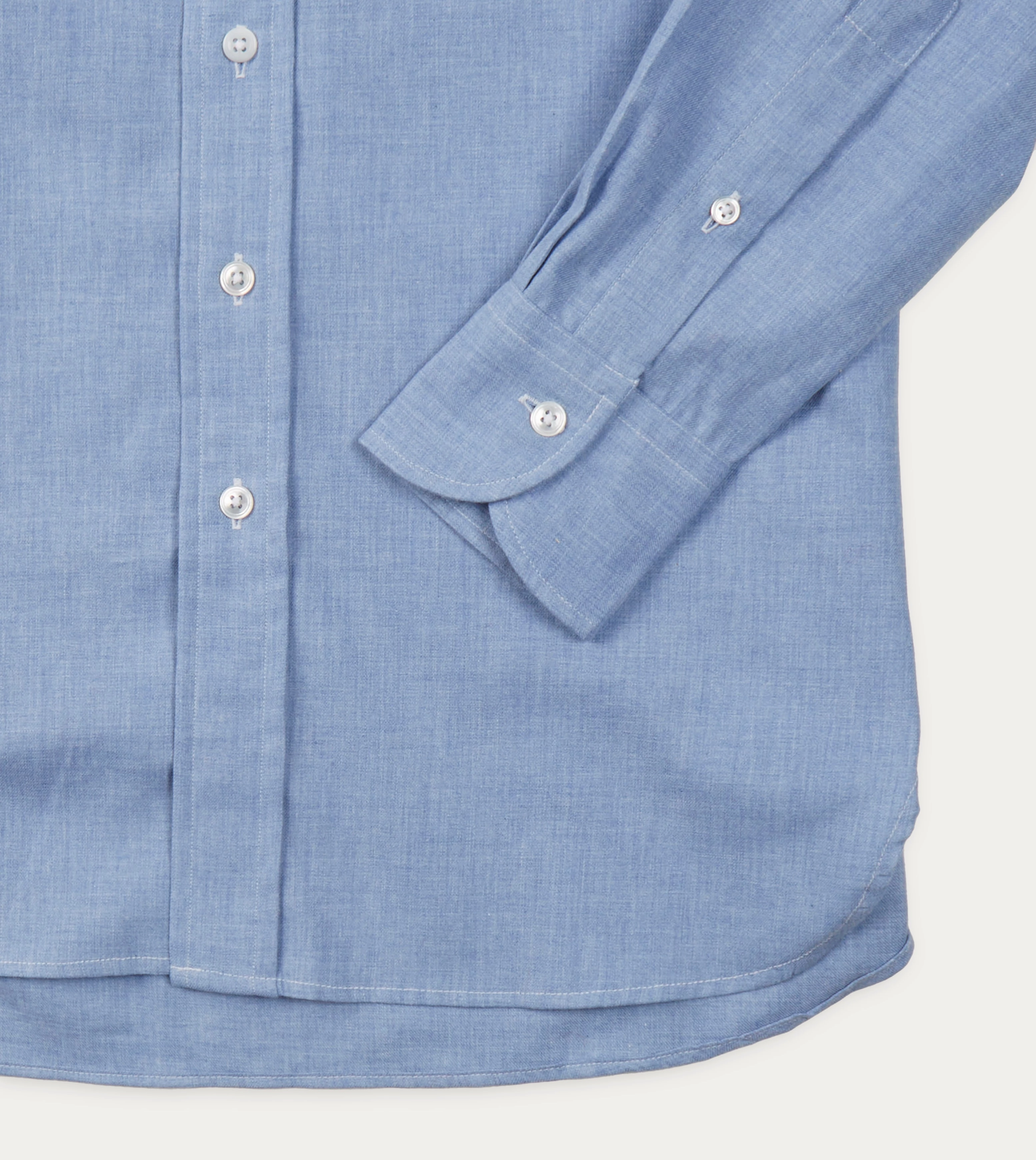 Light Blue Brushed Cotton Button-Down Shirt Comfortable Fabric