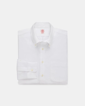 Regular Fit Breathable Lining Made-in-USA White Oxford Cloth Button Down Shirt  - Regular Fit