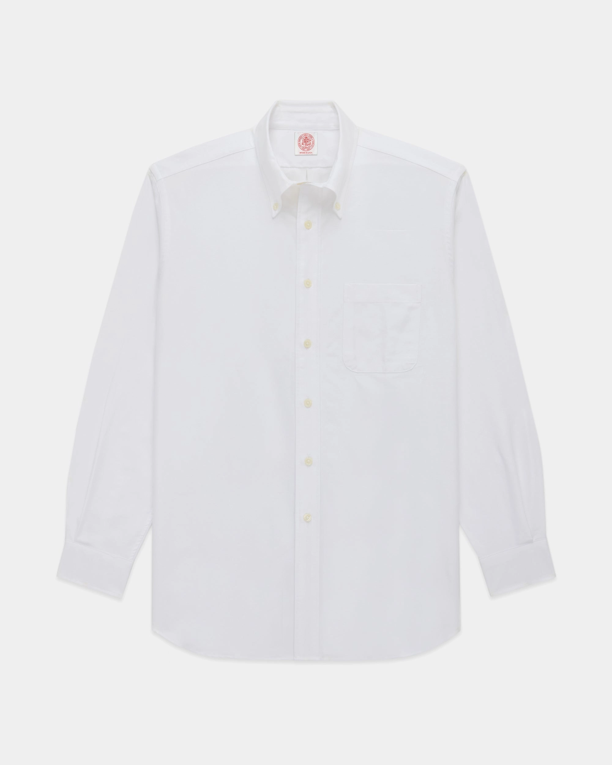 Durable Material Made-in-USA White Oxford Cloth Button Down Shirt  - Regular Fit