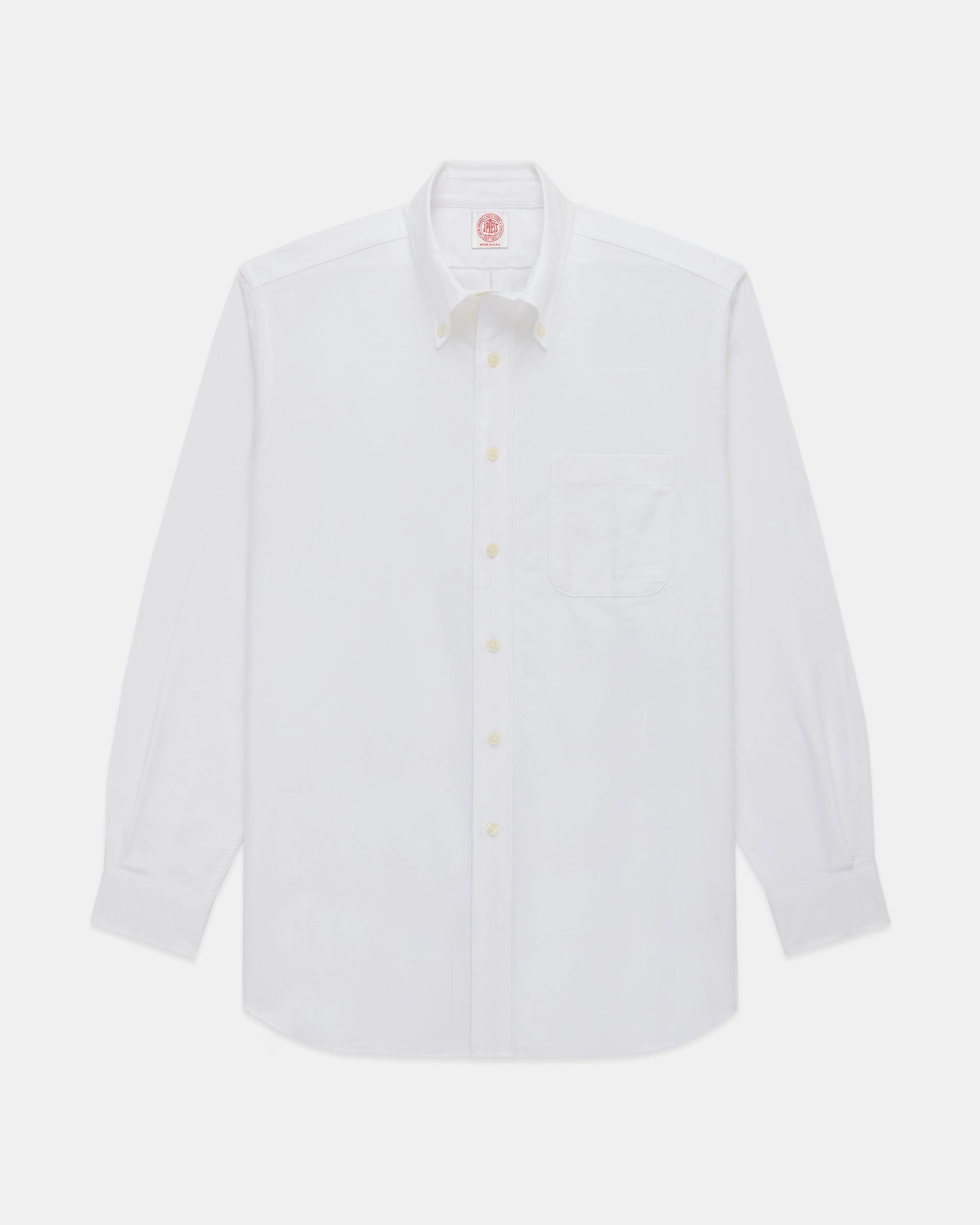 Printed Pattern Made-in-USA White Oxford Cloth Button Down Shirt  - Regular Fit