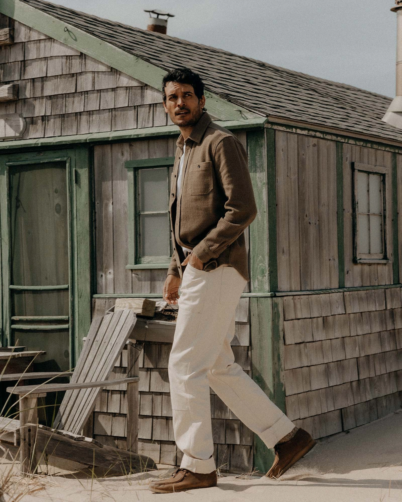 The Utility Shirt in Cypress Sashiko family gathering Vibrant color