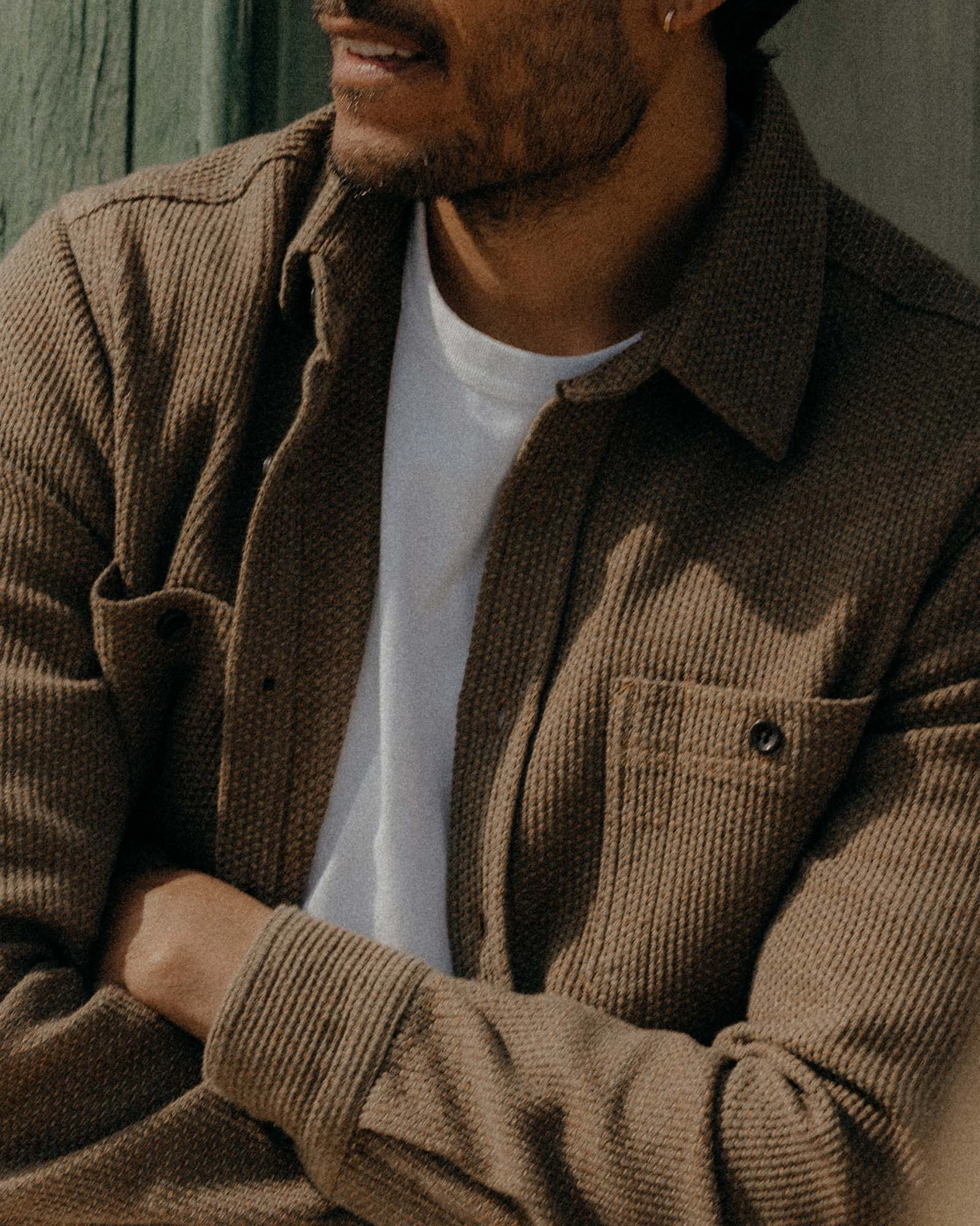 The Utility Shirt in Cypress Sashiko Coastal Vibes