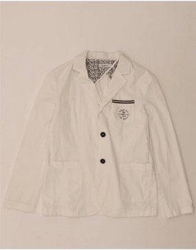 BYBLOS Boys 2 Button Blazer Jacket 13-14 Years White Cotton Razor