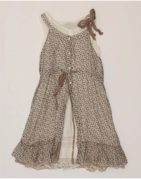 Stylish Look BYBLOS Girls Abstract Pattern A-Line Dress 9-10 Years Beige Butterfly