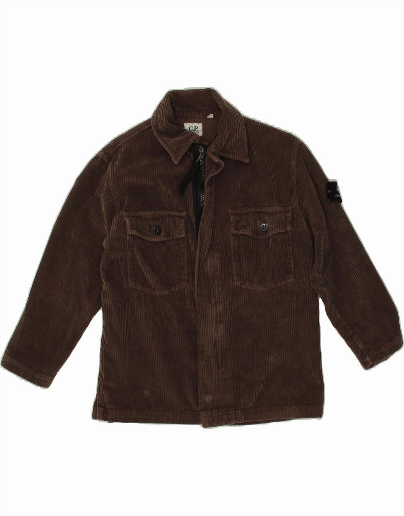 Convertible Collar C.P. COMPANY Boys Corduroy Jacket 5-6 Years Brown Cotton