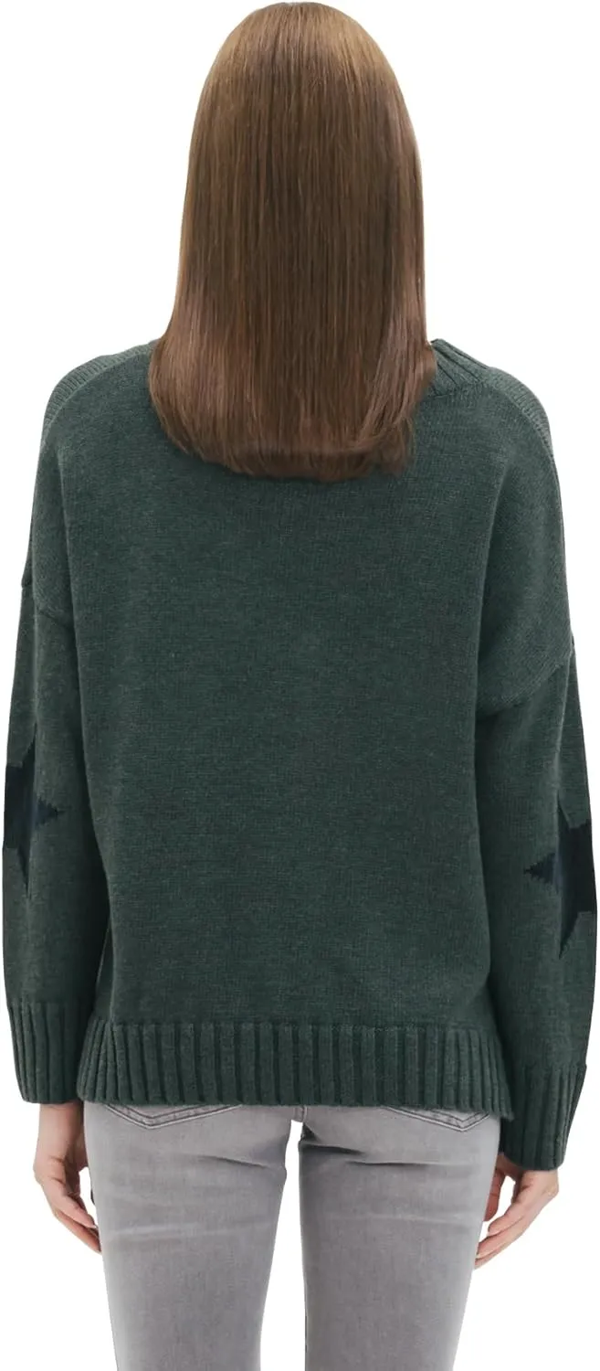 Cable Stitch Women's Intarsia Sweater  Star, Lightning Bolt, Heart Graphics Long Sleeve Crewneck Pullover Top