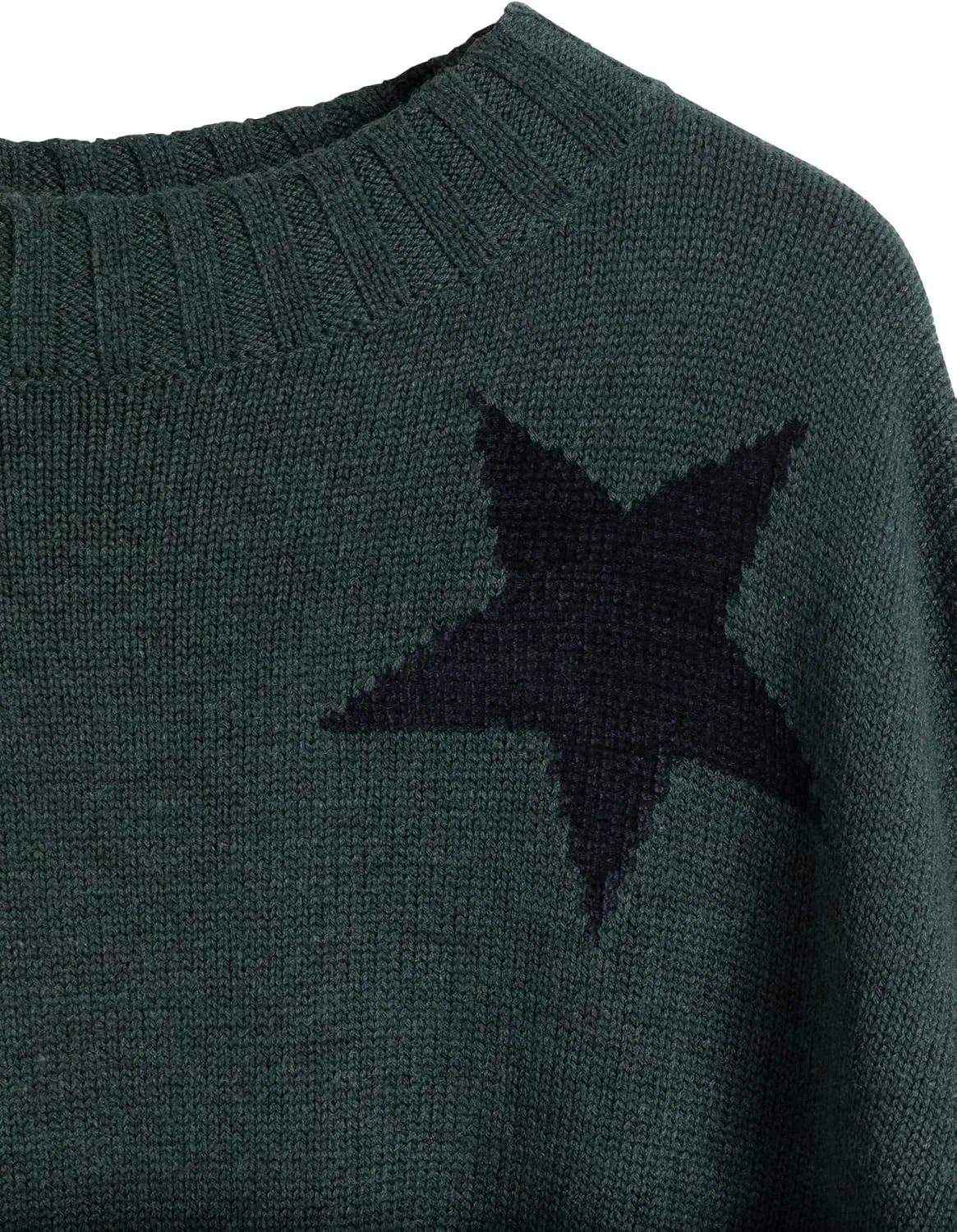 Cable Stitch Women's Intarsia Sweater  Star, Lightning Bolt, Heart Graphics Long Sleeve Crewneck Pullover Top