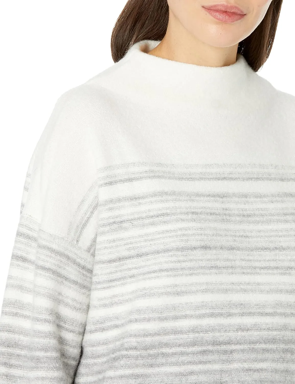Cable Stitch Women's Mock Neck Cozy Sweater - Oversized Soft Long Sleeve Drop Shoulder High Low Hem Slouchy Pullover Top