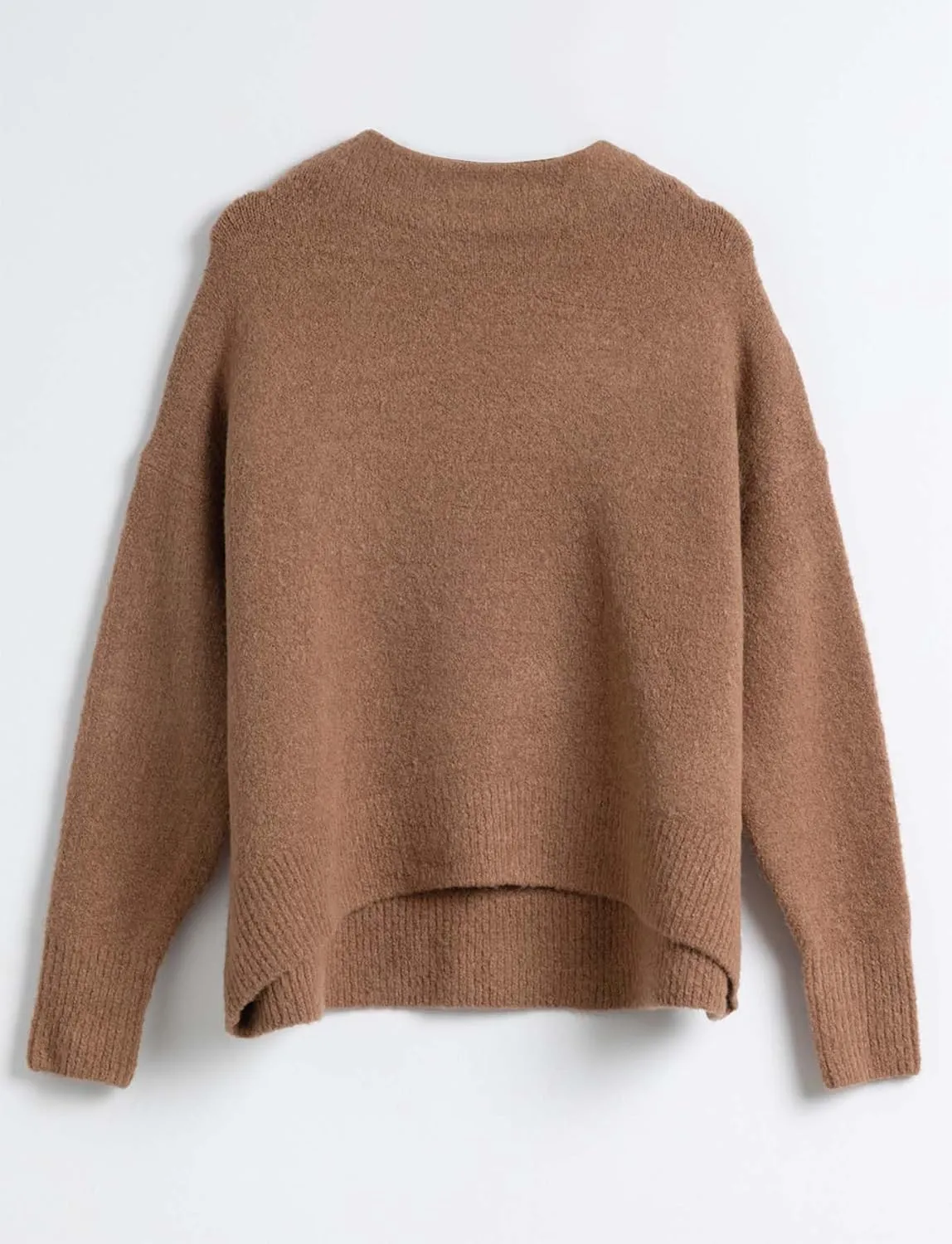 Cable Stitch Women's Mock Neck Cozy Sweater - Oversized Soft Long Sleeve Drop Shoulder High Low Hem Slouchy Pullover Top