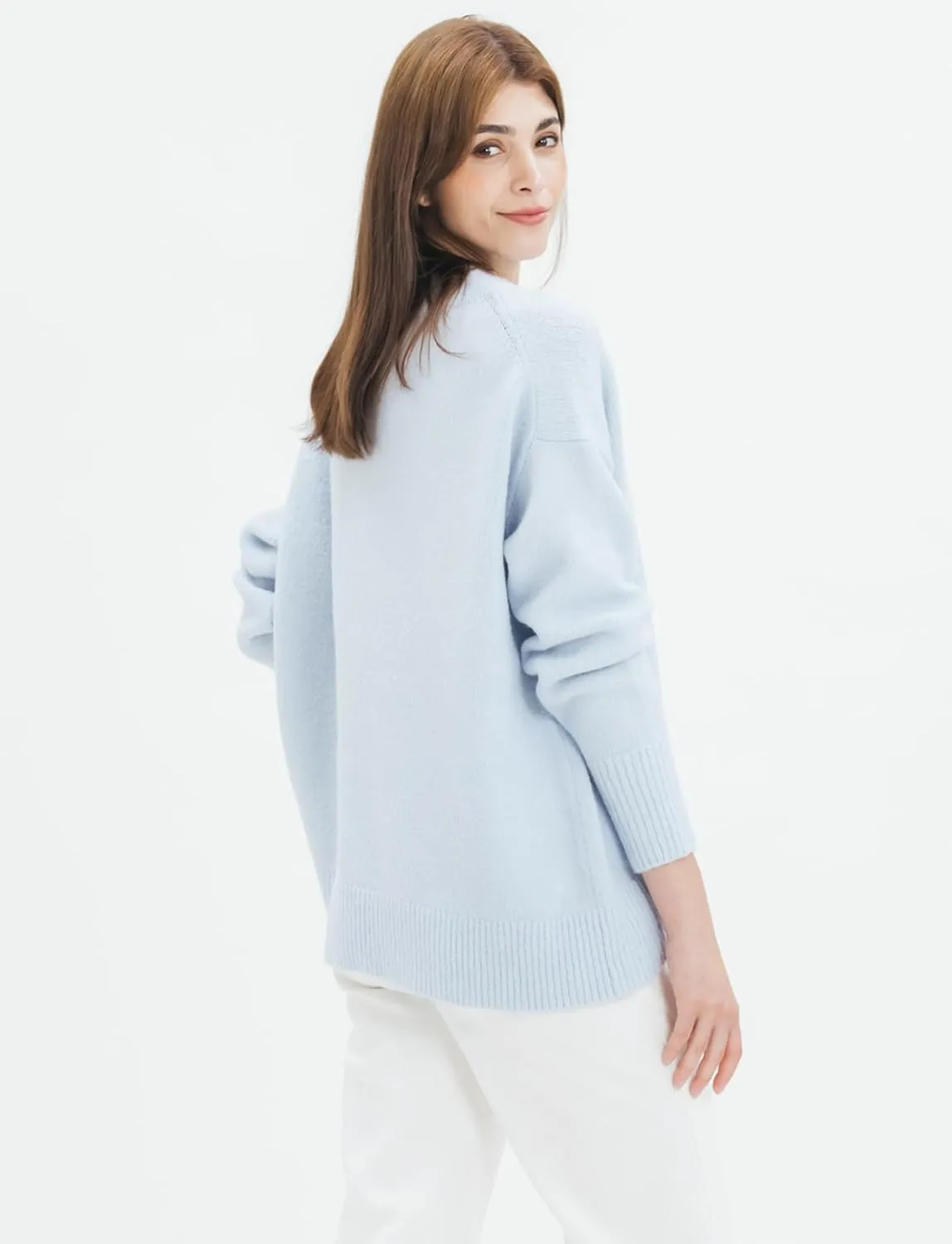 Cable Stitch Women's Mock Neck Cozy Sweater - Oversized Soft Long Sleeve Drop Shoulder High Low Hem Slouchy Pullover Top