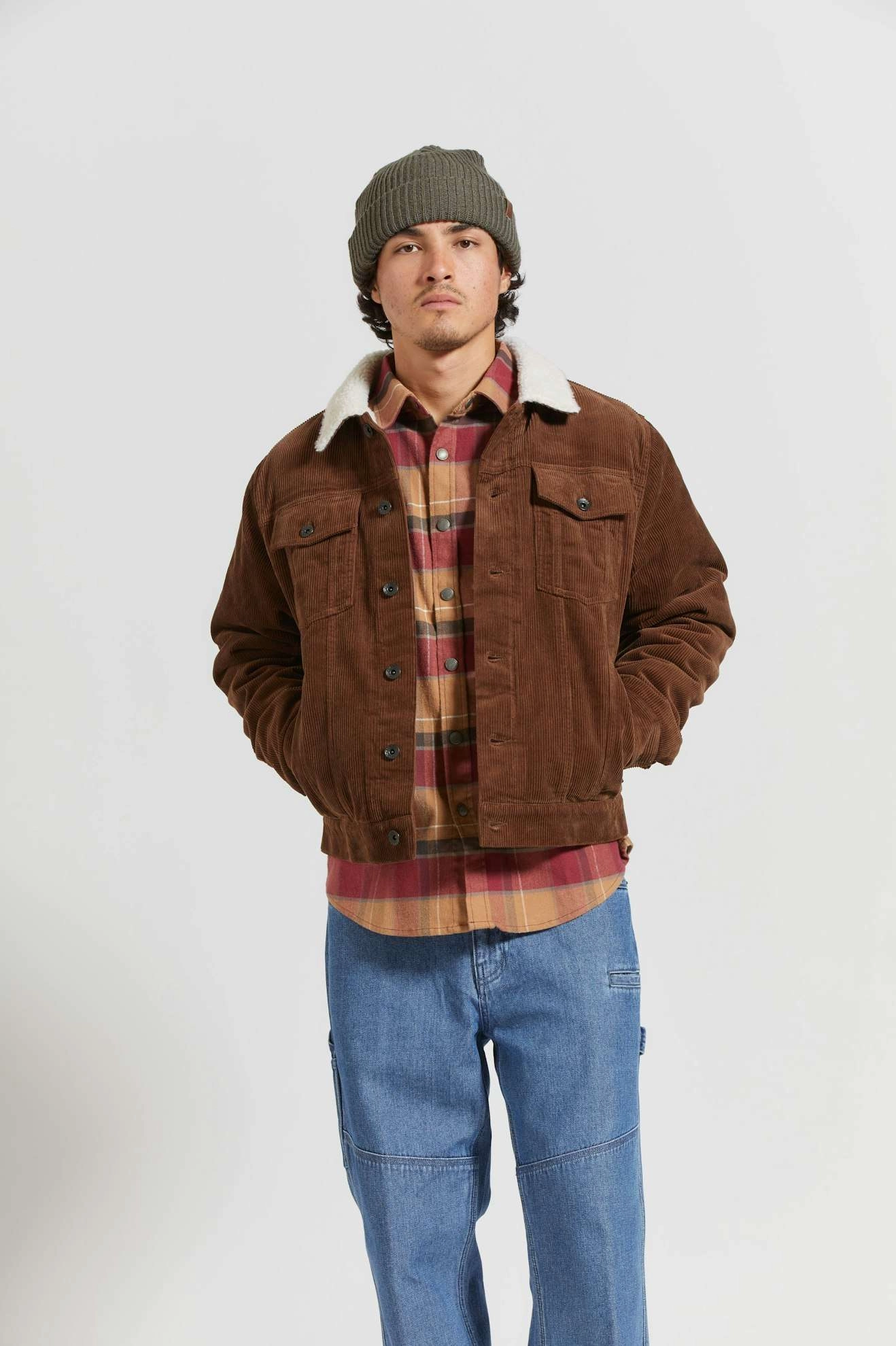 Protective Outerwear Cable Sherpa Lined Trucker Jacket - Pinecone Brown