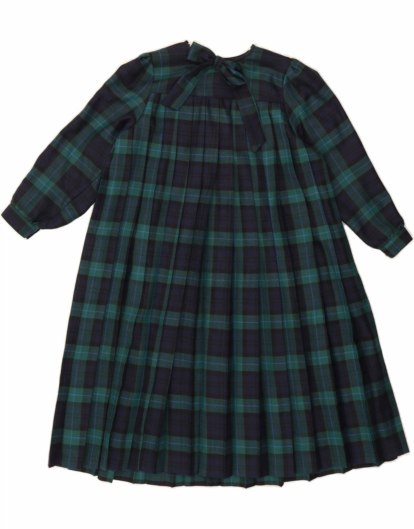 Refined Stitch CACHAREL Girls Long Sleeve Pleated Tent Dress 7-8 Years Green Check