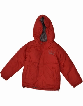 CALVIN KLEIN Boys Hooded Padded Jacket 3-4 Years Red Polyester Experiment