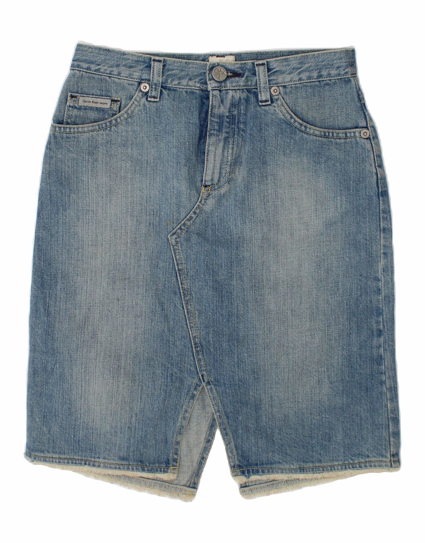 Chill Moment Soul Warm CALVIN KLEIN Girls Denim Skirt 9-10 Years W24  Blue Cotton
